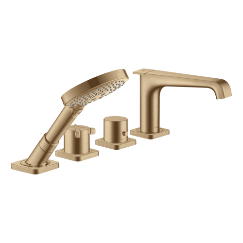 AXOR Citterio E 4-Hole Tile-Mounted Thermostatic Bath & Shower Mixer Faucet from Brandt in Brushed Bronze finish