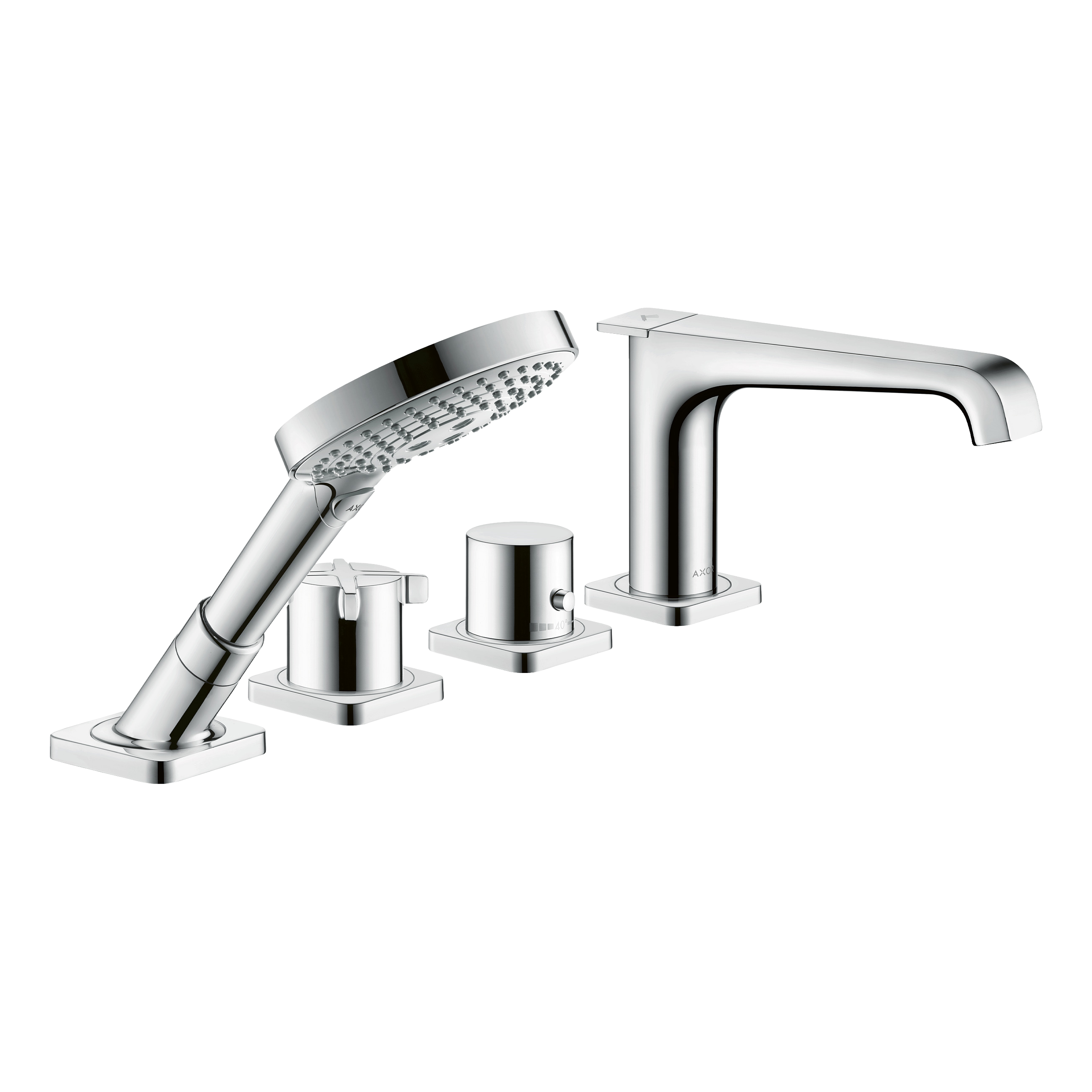 AXOR Citterio E 4-Hole Rim-Mounted Bath & Shower Mixer Faucet from Brandt in Chrome finish