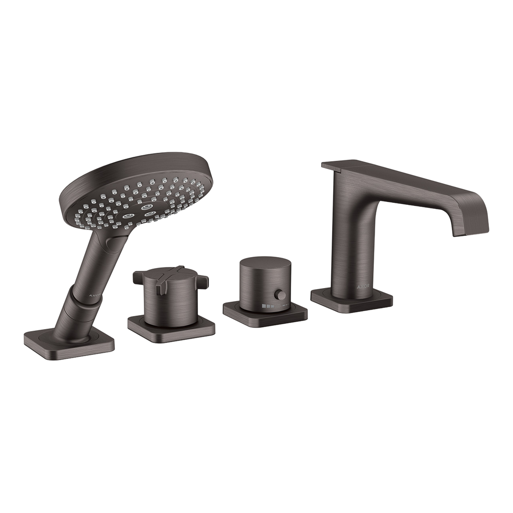 AXOR Citterio E 4-Hole Rim-Mounted Bath & Shower Mixer Faucet from Brandt in Brushed Black Chrome finish