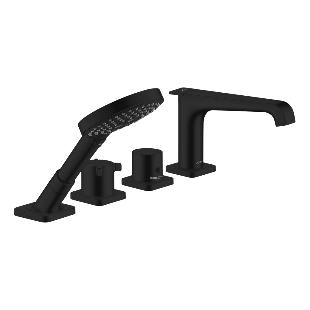 AXOR Citterio E 4-Hole Rim-Mounted Bath & Shower Mixer Faucet from Brandt in Matt Black finish