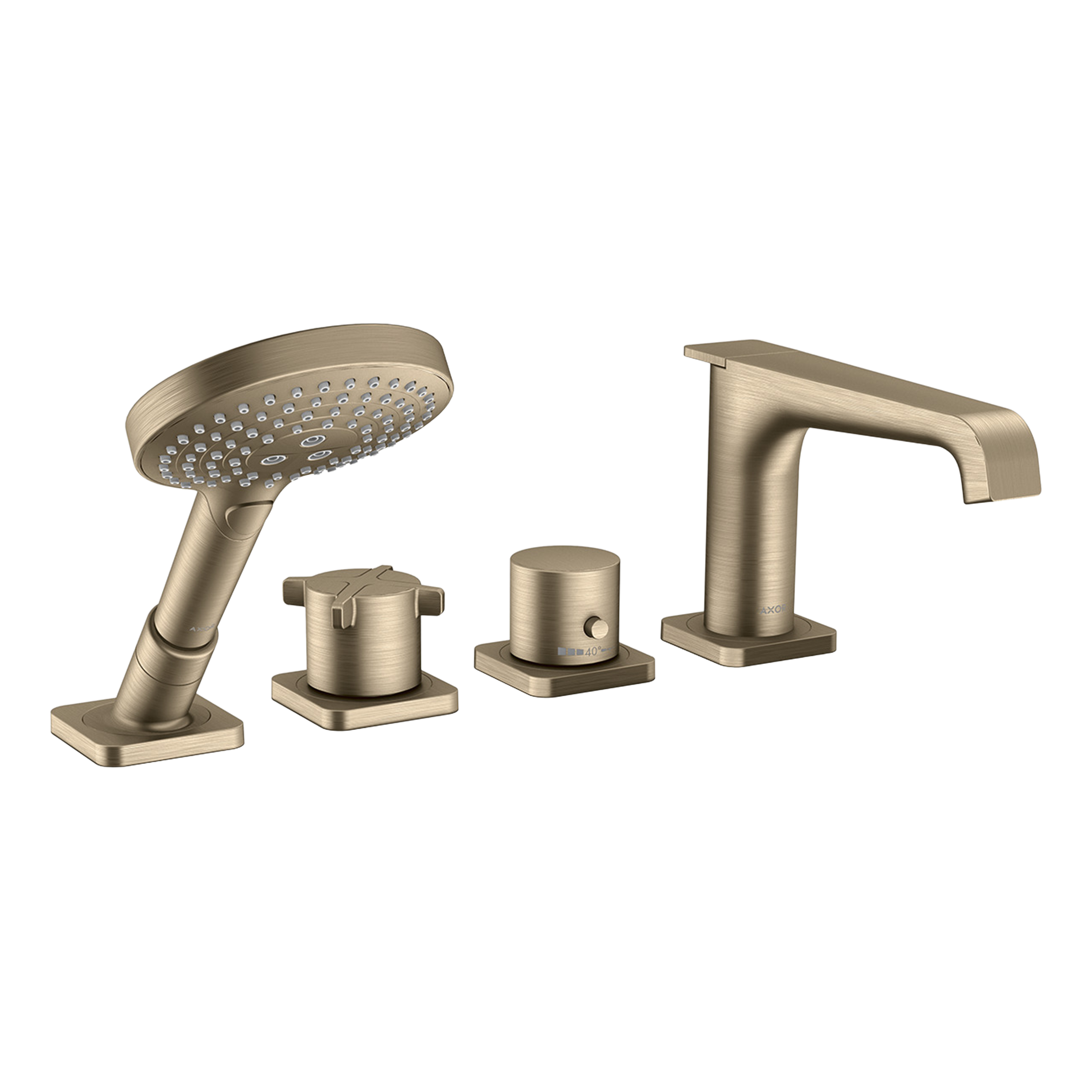 AXOR Citterio E 4-Hole Rim-Mounted Bath & Shower Mixer Faucet from Brandt in Brushed Nickel finish