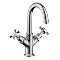 AXOR Montreux 2-Handle Basin Mixer Faucet 160 with Cross Handles, Swivel Spout and Pop-Up Waste Set from Brandt in Chrome finish