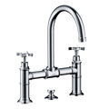 AXOR Montreux 2-Handle Basin Mixer Faucet 220 with Cross Handles, Swivel Spout and Pop-Up Waste Set from Brandt in Chrome finish
