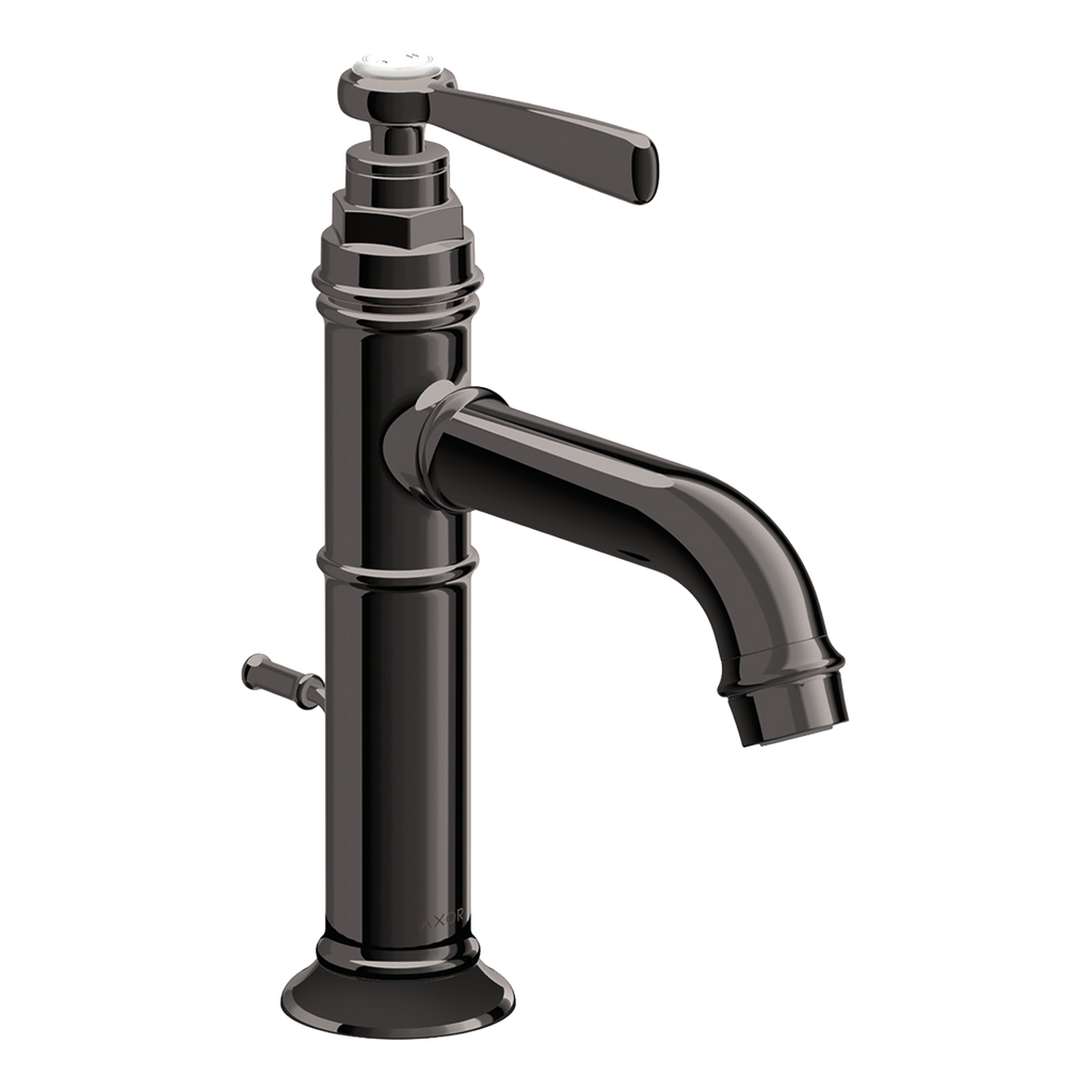 AXOR Montreux Single Lever Handle Basin Mixer Faucet 100 with Pop-Up Waste Set from Brandt in Polished Black Chrome finish