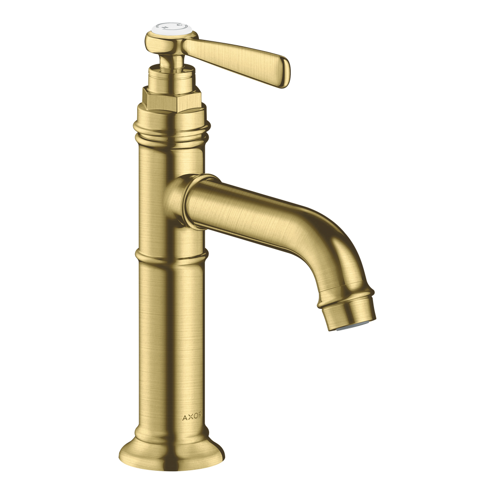 AXOR Montreux Single Lever Handle Basin Mixer Faucet 100 with Open Waste Set from Brandt in Brushed Brass finish