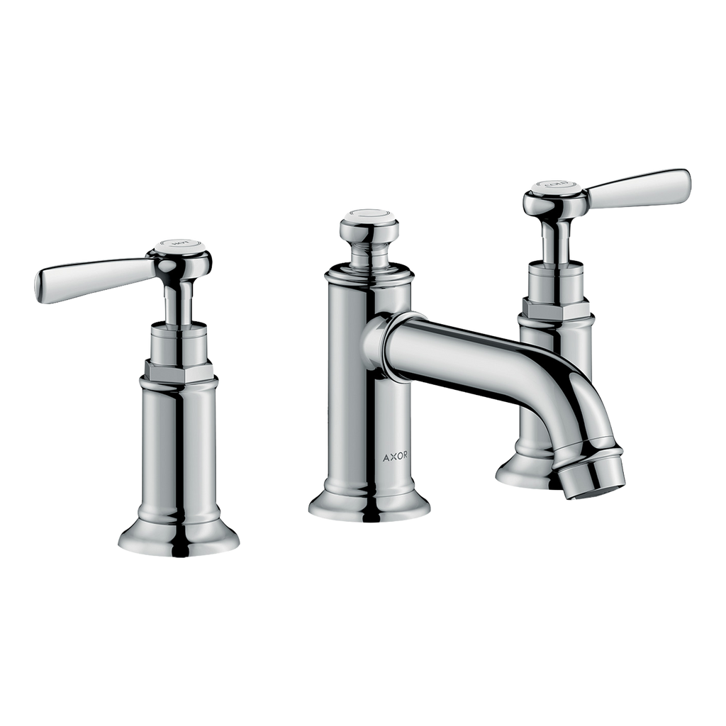AXOR Montreux 3-Hole Basin Mixer Faucet 30 with Lever Handles and Pop-Up Waste Set from Brandt in Chrome finish