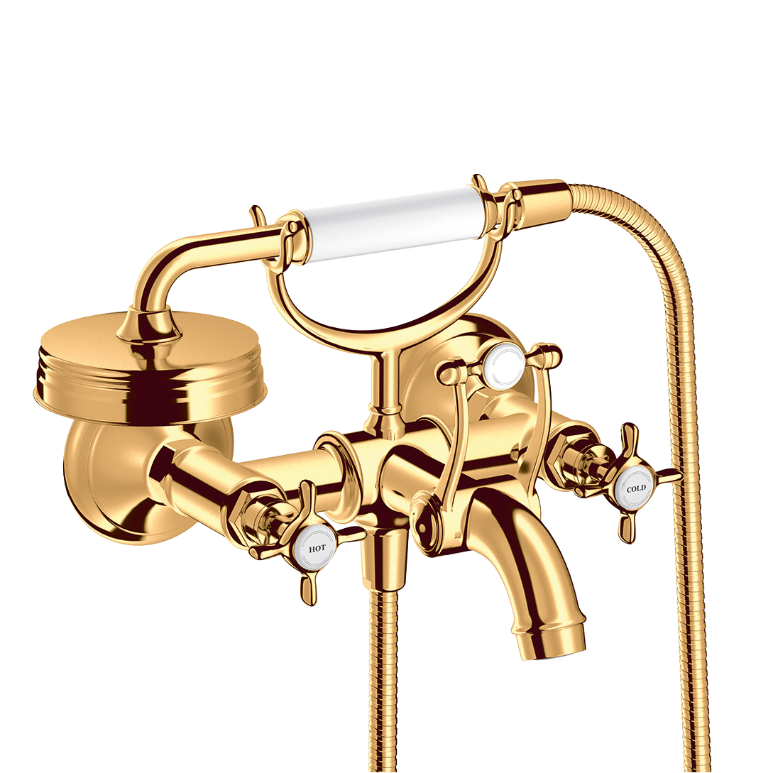AXOR Montreux 2-Handle Bath & Shower Mixer Faucet with Cross Handles 170 cc from Brandt in Polished Gold Optic finish