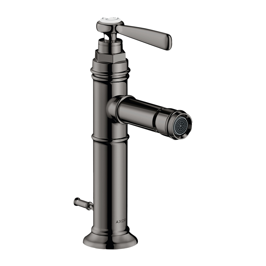 AXOR Montreux Single Lever Handle Bidet Mixer Faucet with Pop-Up Waste Set from Brandt in Polished Black Chrome finish