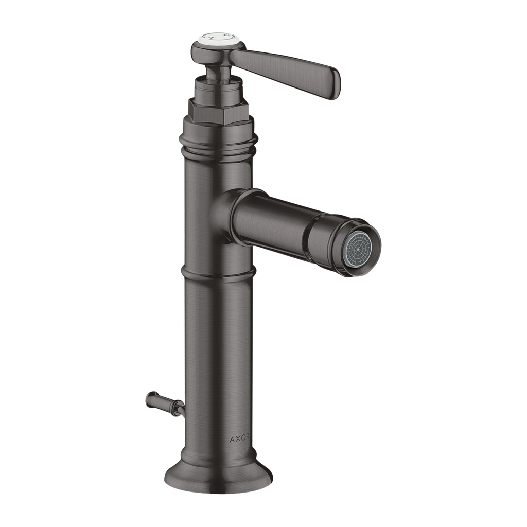 AXOR Montreux Single Lever Handle Bidet Mixer Faucet with Pop-Up Waste Set from Brandt in Brushed Black Chrome finish