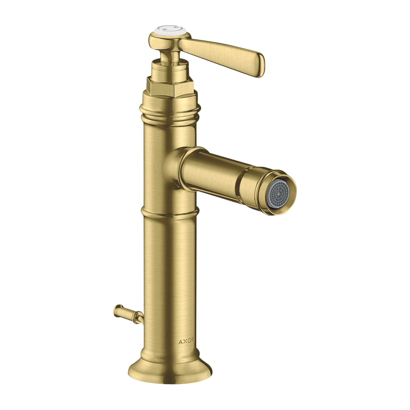 AXOR Montreux Single Lever Handle Bidet Mixer Faucet with Pop-Up Waste Set from Brandt in Brushed Brass finish