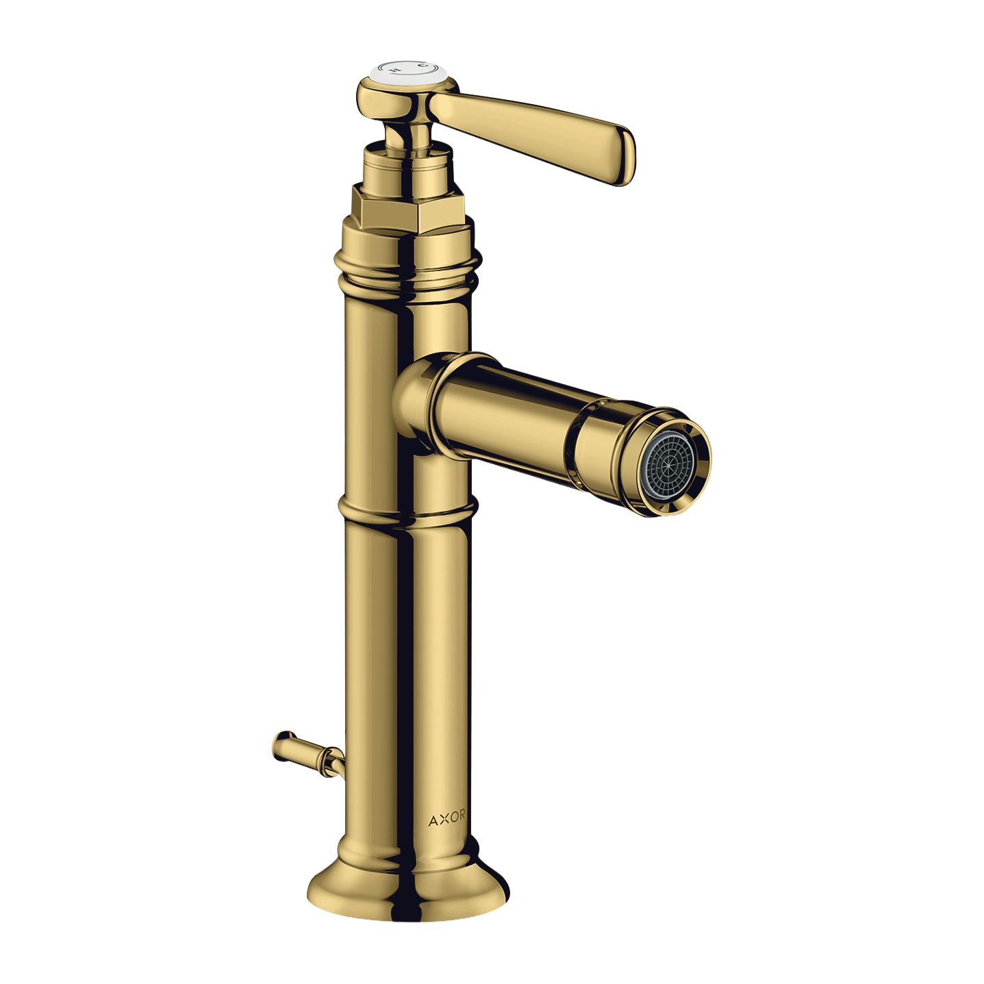 AXOR Montreux Single Lever Handle Bidet Mixer Faucet with Pop-Up Waste Set from Brandt in Polished Gold Optic finish