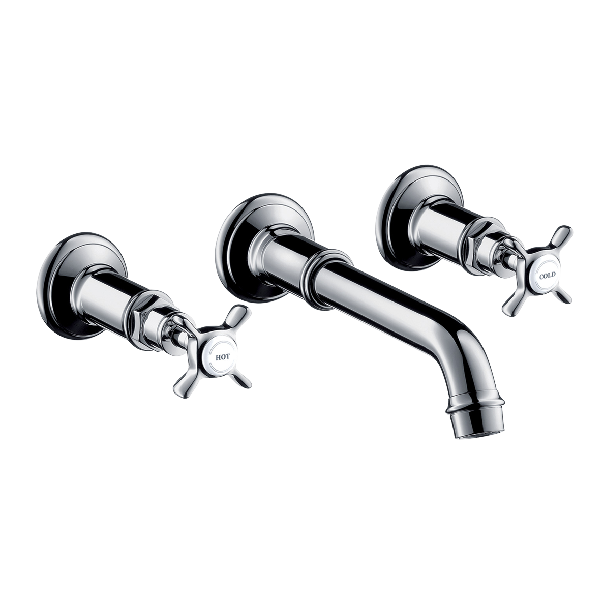 AXOR Montreux 3-Hole Concealed Basin Mixer Faucet with 165–225 mm Spout and Cross Handles from Brandt in Chrome finish