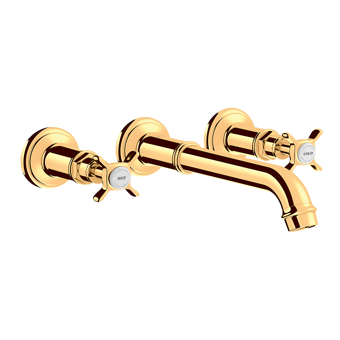 AXOR Montreux 3-Hole Concealed Basin Mixer Faucet with 165–225 mm Spout and Cross Handles from Brandt in Polished Gold Optic finish