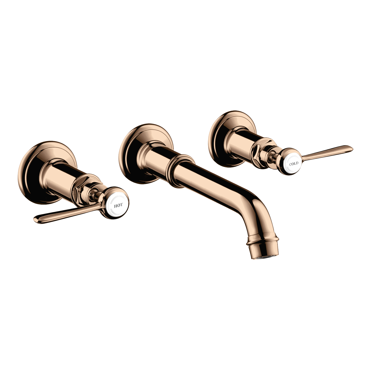 AXOR Montreux 3-Hole Concealed Basin Mixer Faucet with 165–225 mm Spout and Lever Handles from Brandt in Polished Red Gold finish