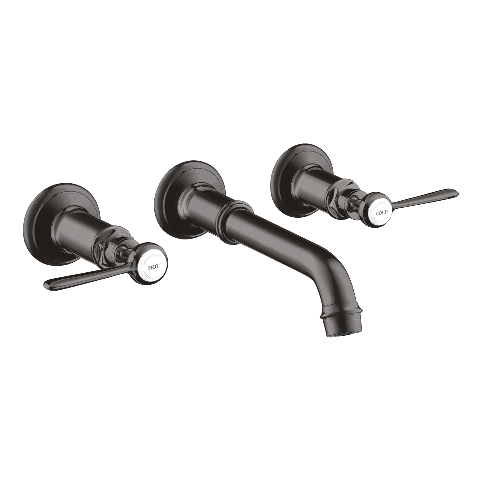 AXOR Montreux 3-Hole Concealed Basin Mixer Faucet with 165–225 mm Spout and Lever Handles from Brandt in Brushed Black Chrome finish