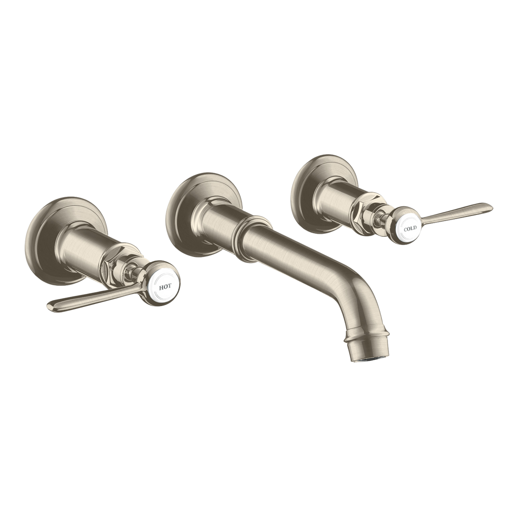 AXOR Montreux 3-Hole Concealed Basin Mixer Faucet with 165–225 mm Spout and Lever Handles from Brandt in Brushed Nickel finish