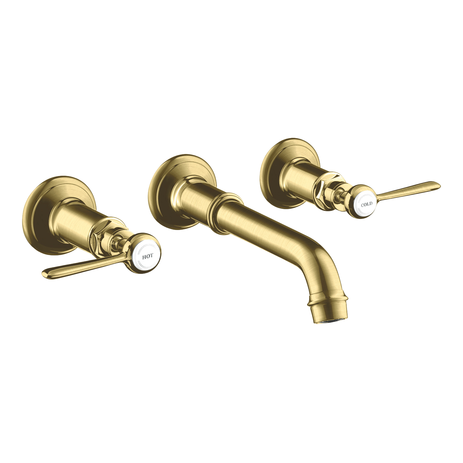 AXOR Montreux 3-Hole Concealed Basin Mixer Faucet with 165–225 mm Spout and Lever Handles from Brandt in Brushed Brass finish