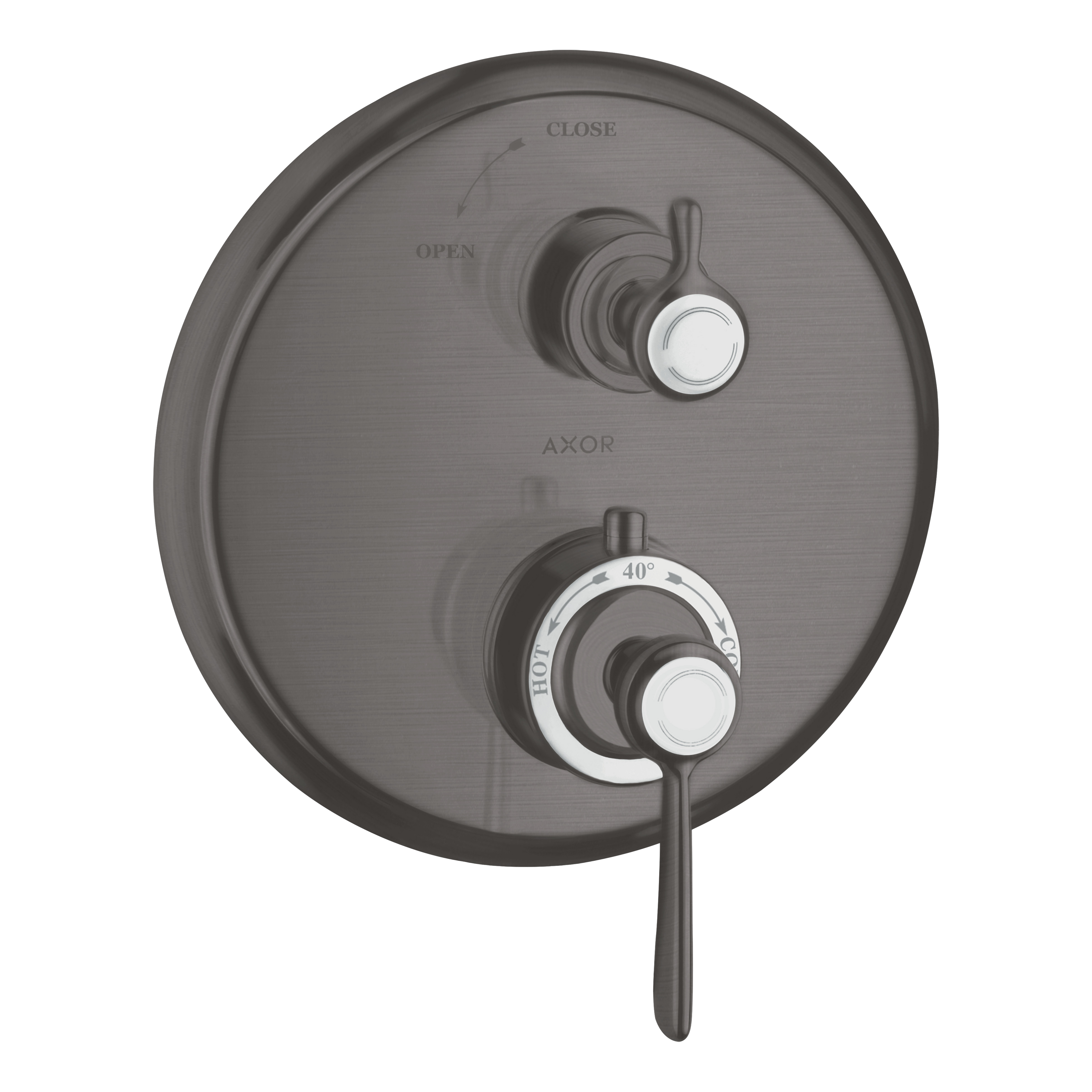 AXOR Montreux Concealed Shower Thermostat with Lever Handle and Shut-Off Valve from Brandt in Brushed Black Chrome finish