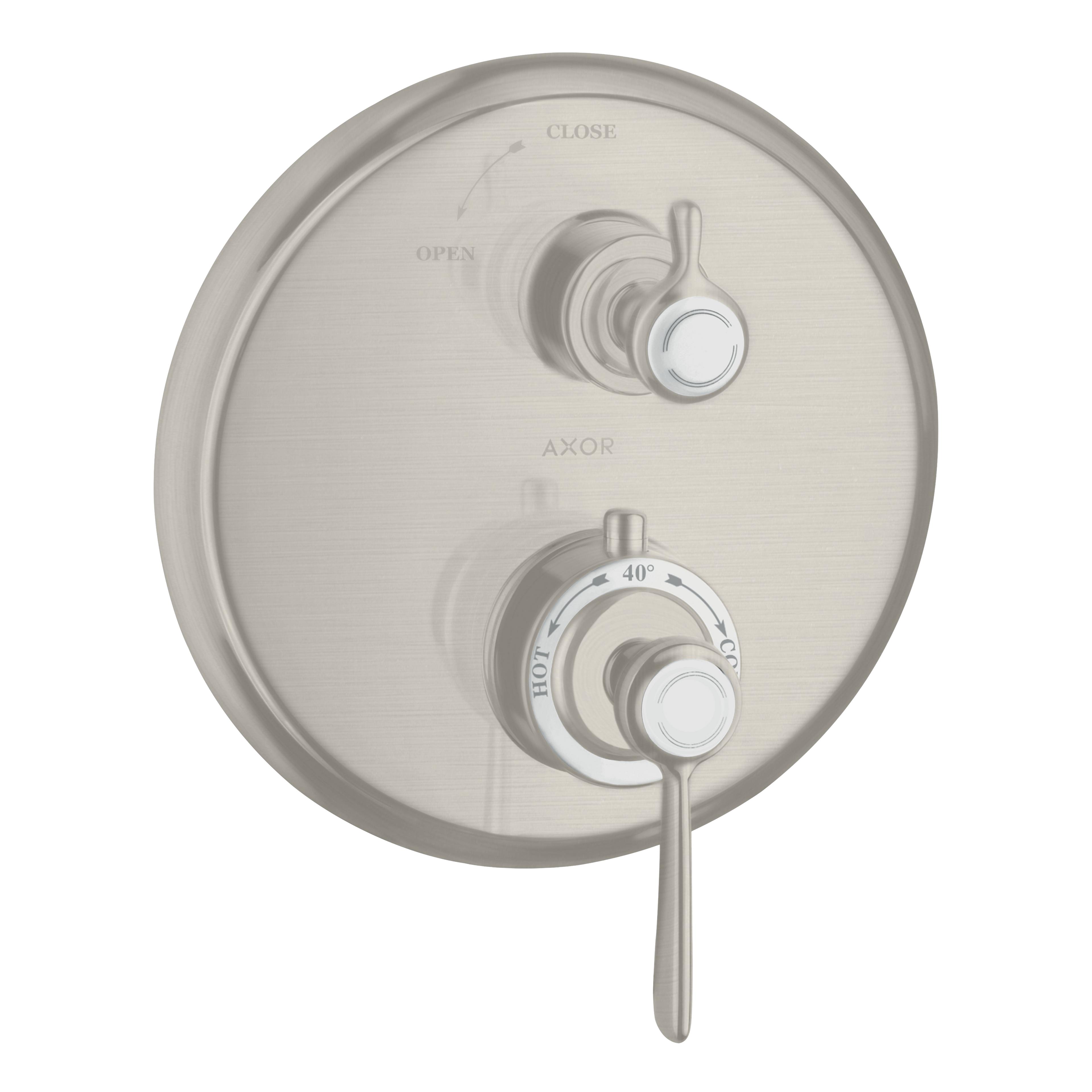 AXOR Montreux Concealed Shower Thermostat with Lever Handle and Shut-Off Valve from Brandt in Stainless Steel Optic finish