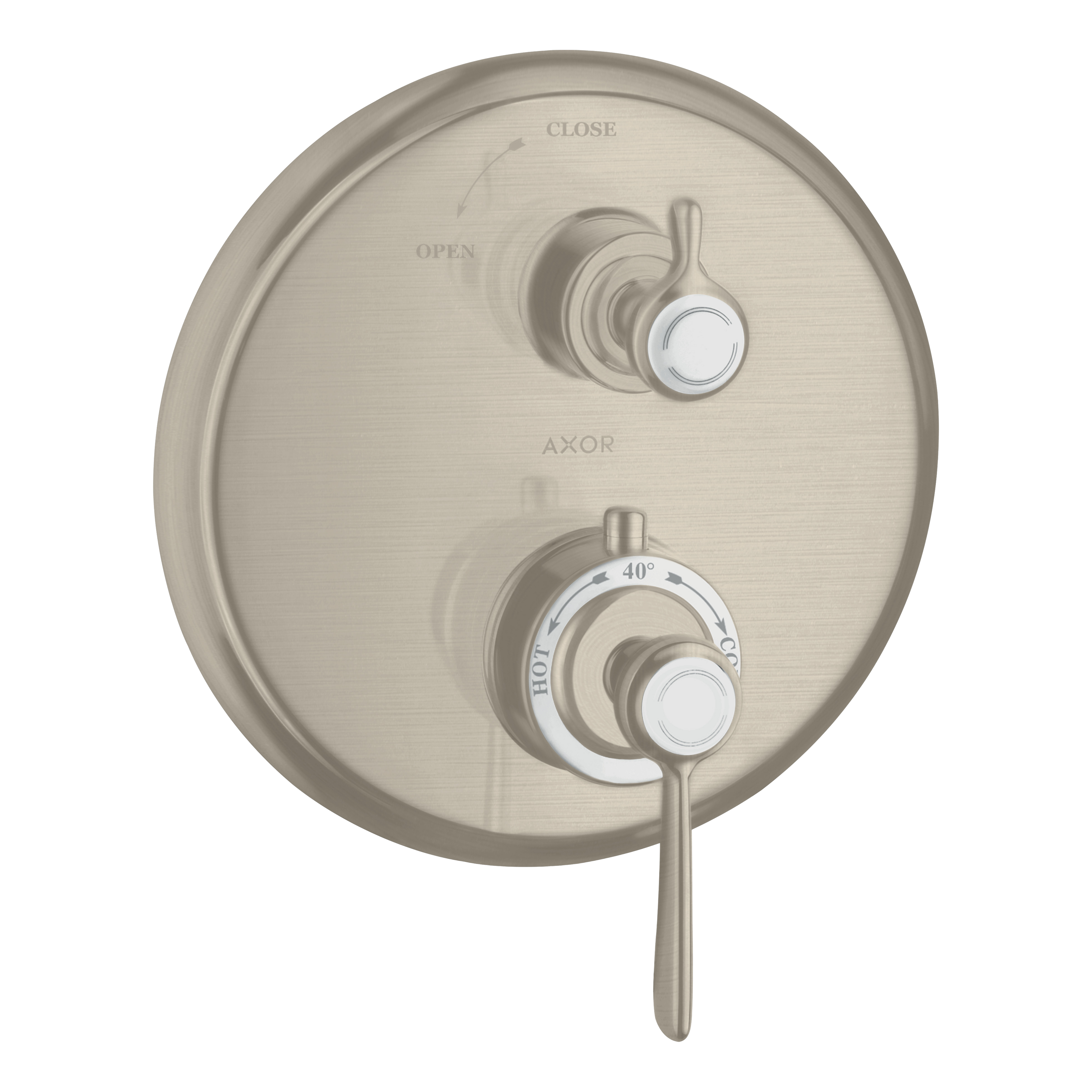 AXOR Montreux Concealed Shower Thermostat with Lever Handle and Shut-Off Valve from Brandt in Brushed Nickel finish