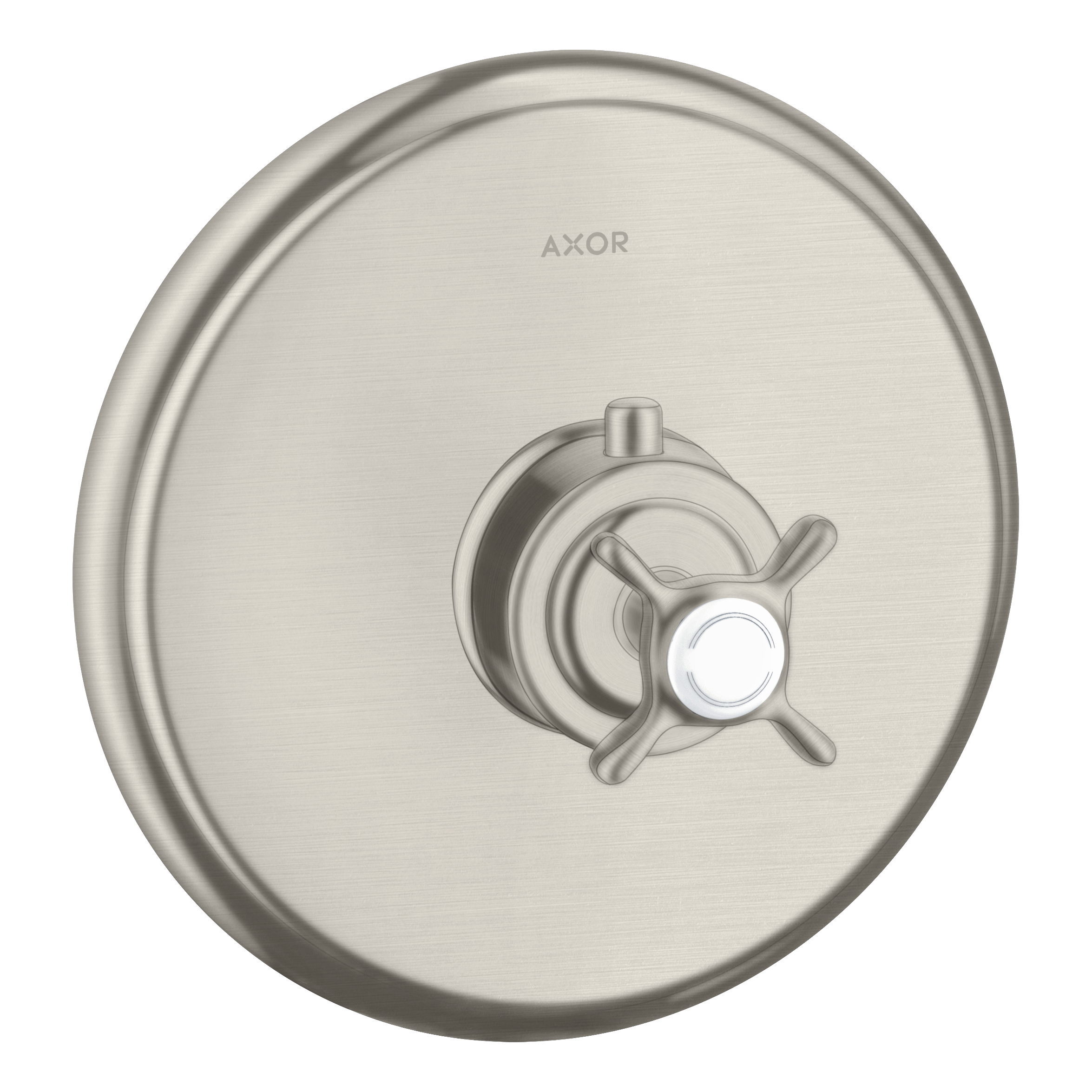 AXOR Montreux Concealed Highflow Shower Thermostat with Cross Handle from Brandt in Stainless Steel Optic finish