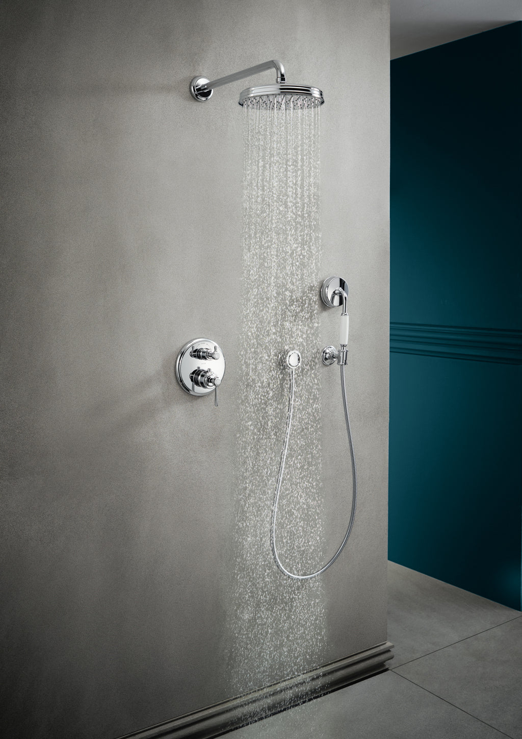 AXOR Montreux Concealed Shower Thermostat with Lever Handle and Shut-Off Diverter Valve from Brandt in Chrome finish