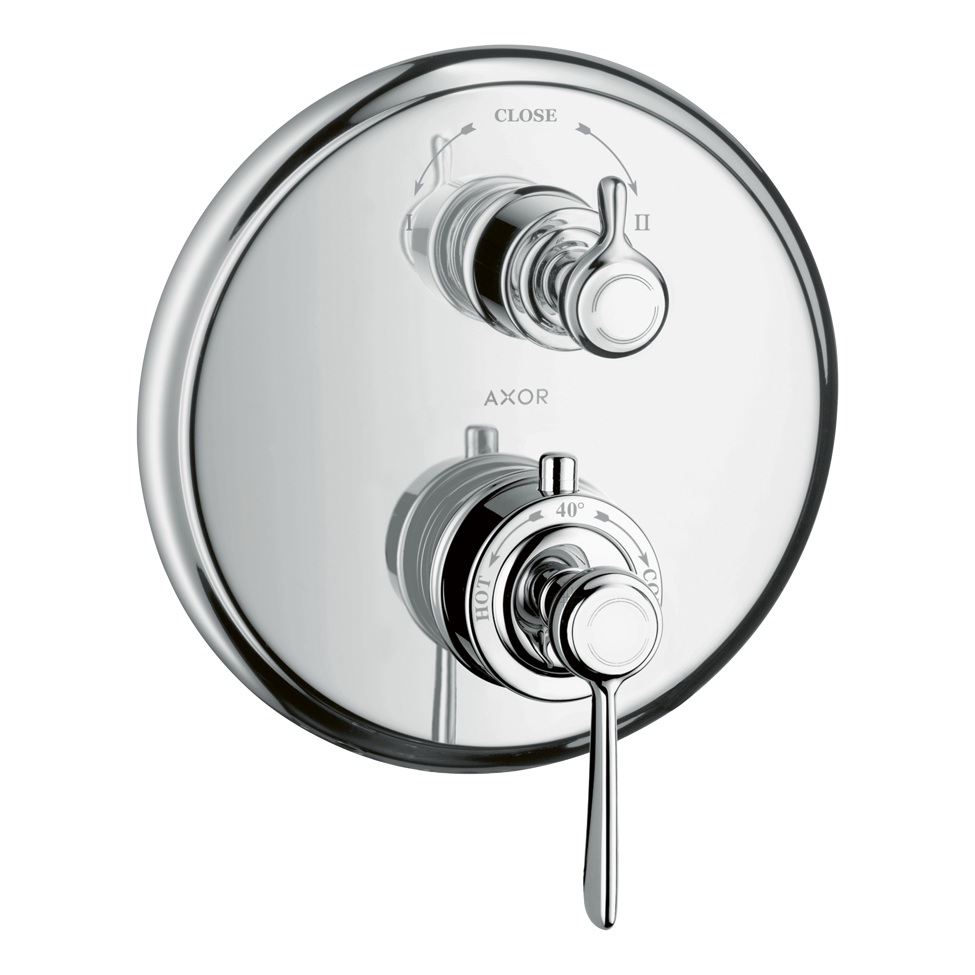 AXOR Montreux Concealed Shower Thermostat with Lever Handle and Shut-Off Diverter Valve from Brandt in Chrome finish