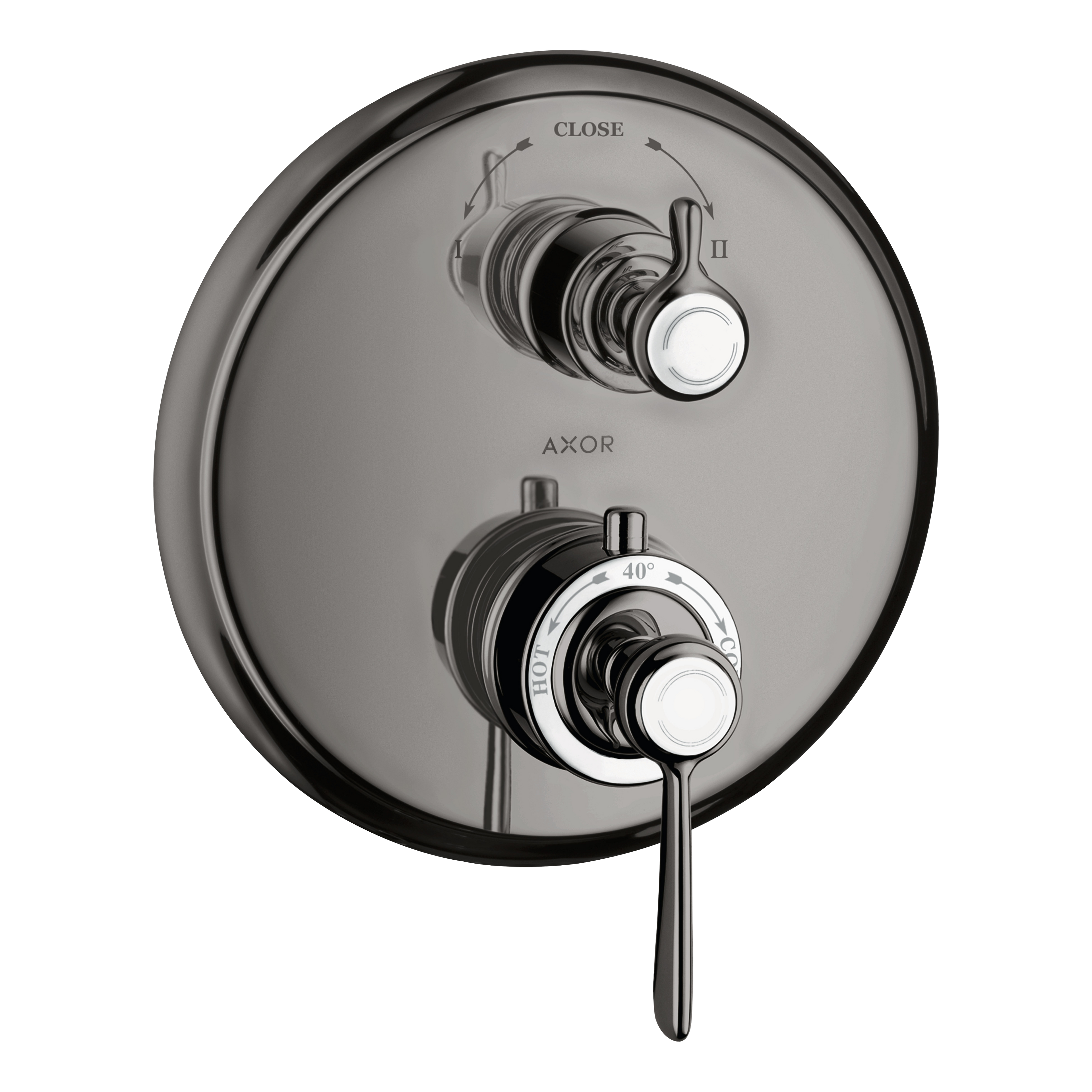 AXOR Montreux Concealed Shower Thermostat with Lever Handle and Shut-Off Diverter Valve from Brandt in Polished Black Chrome finish