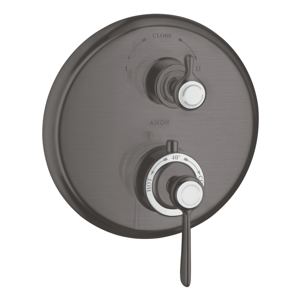 AXOR Montreux Concealed Shower Thermostat with Lever Handle and Shut-Off Diverter Valve from Brandt in Brushed Black Chrome finish