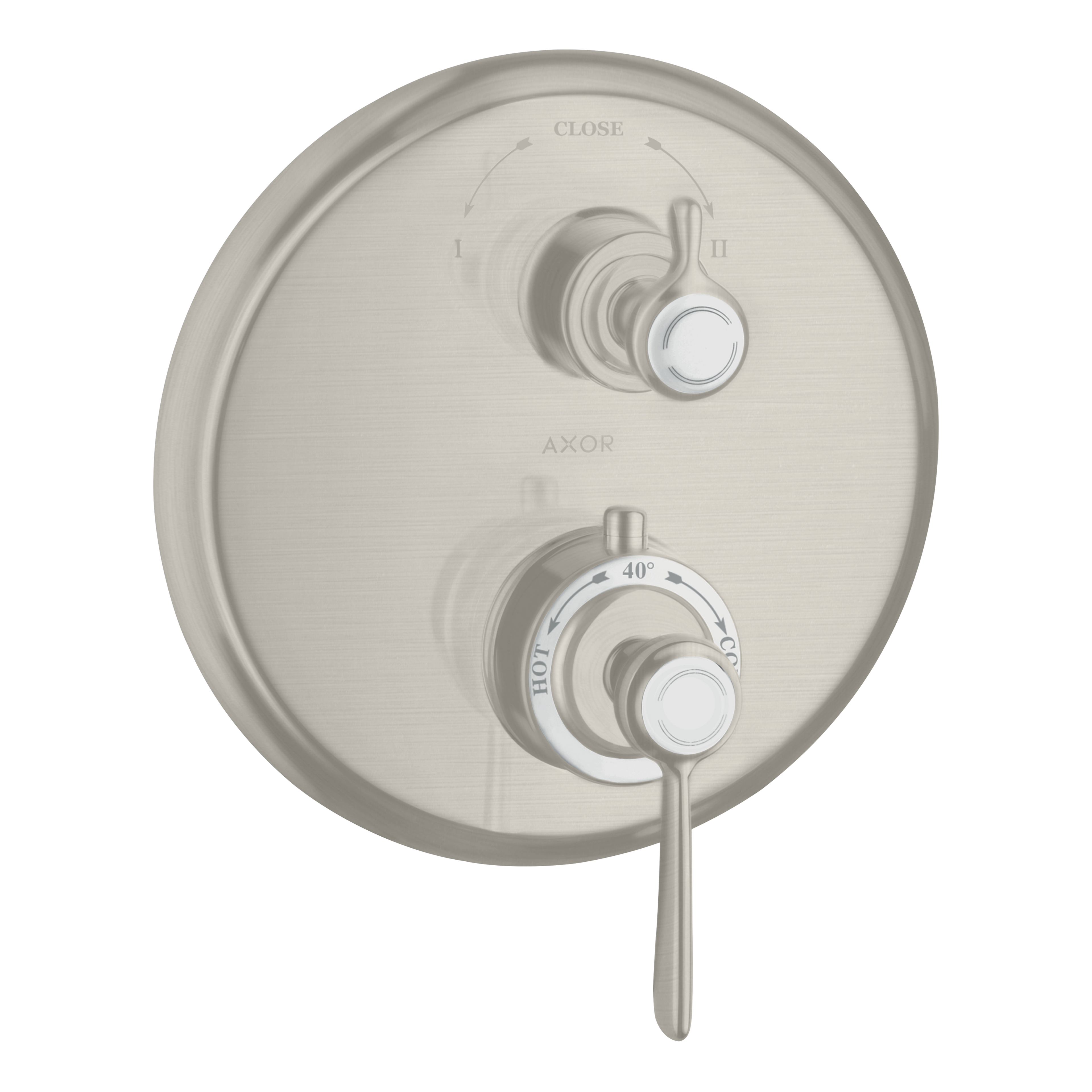 AXOR Montreux Concealed Shower Thermostat with Lever Handle and Shut-Off Diverter Valve from Brandt in Stainless Steel Optic finish