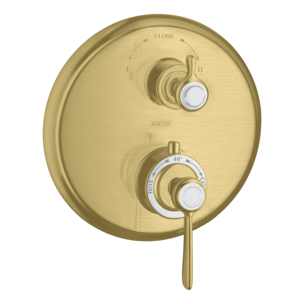 AXOR Montreux Concealed Shower Thermostat with Lever Handle and Shut-Off Diverter Valve from Brandt in Brushed Brass finish