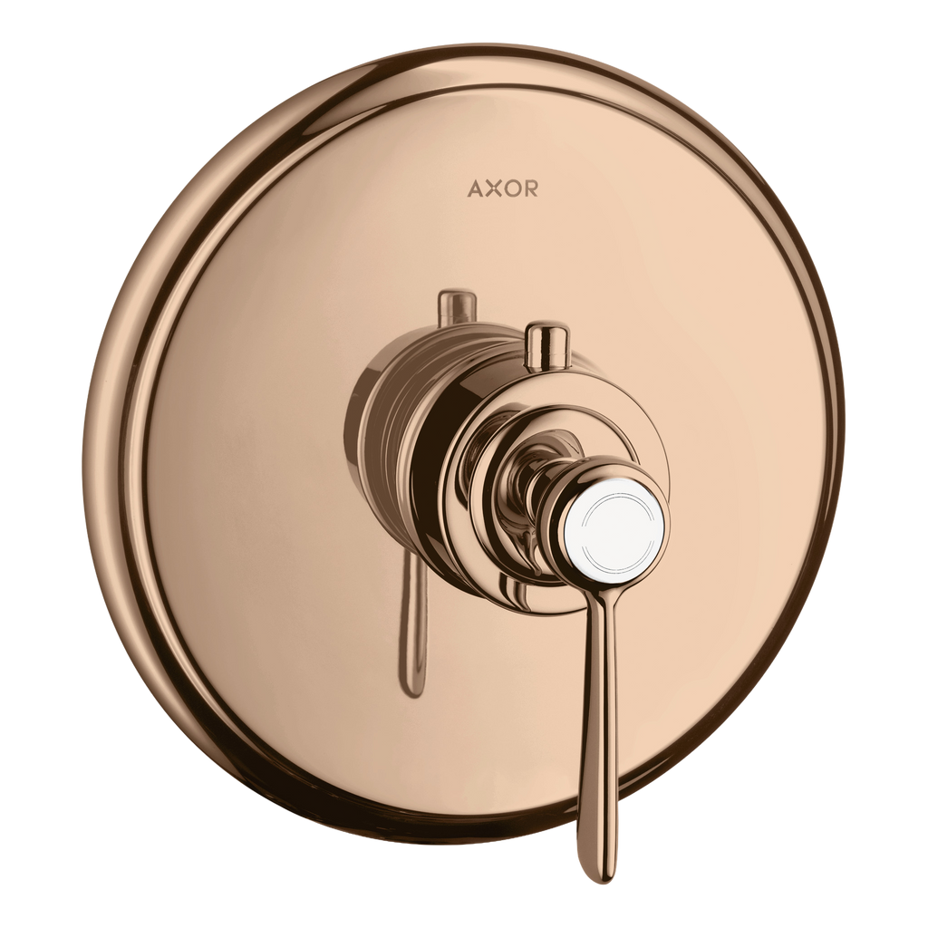 AXOR Montreux Concealed Highflow Shower Thermostat with Lever Handle from Brandt in Polished Red Gold finish
