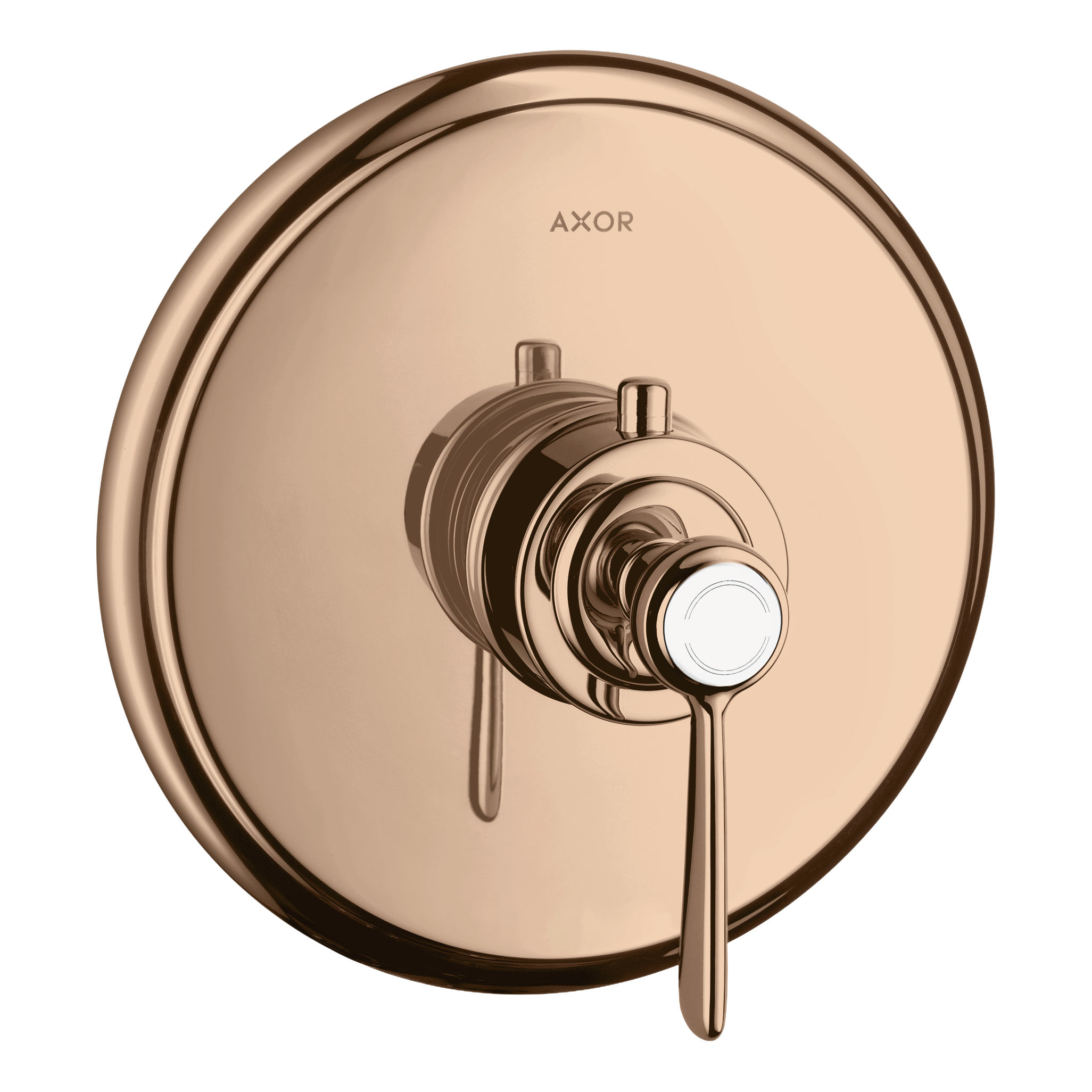 AXOR Montreux Concealed Highflow Shower Thermostat with Lever Handle from Brandt in Polished Red Gold finish