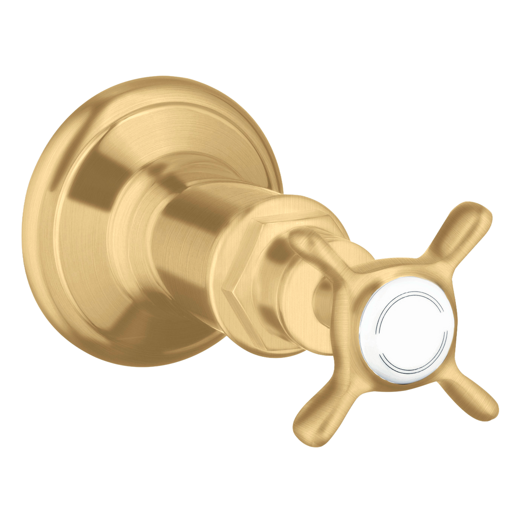 AXOR Montreux Concealed Shut Off Valve with Cross Handle from Brandt in Brushed Gold Optic finish