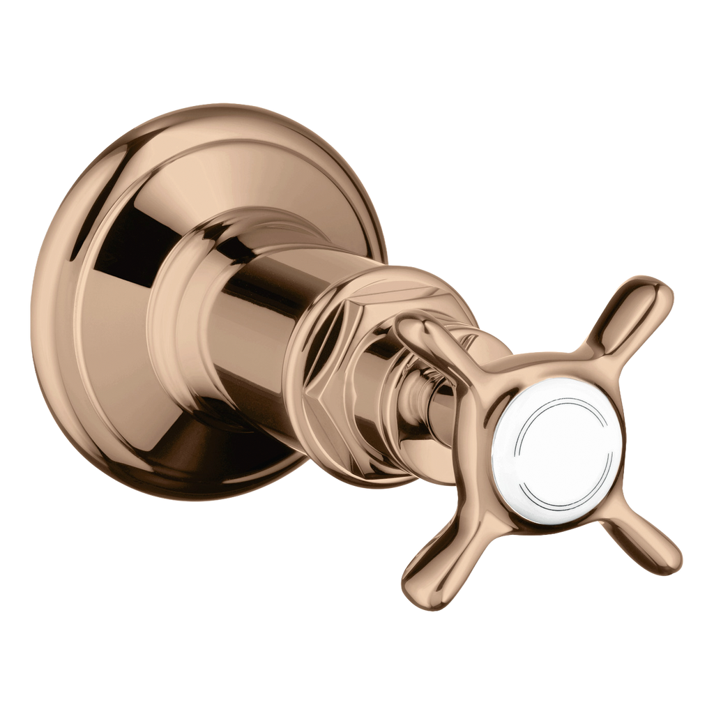 AXOR Montreux Concealed Shut Off Valve with Cross Handle from Brandt in Polished Red Gold finish