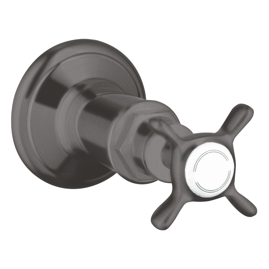 AXOR Montreux Concealed Shut Off Valve with Cross Handle from Brandt in Brushed Black Chrome finish