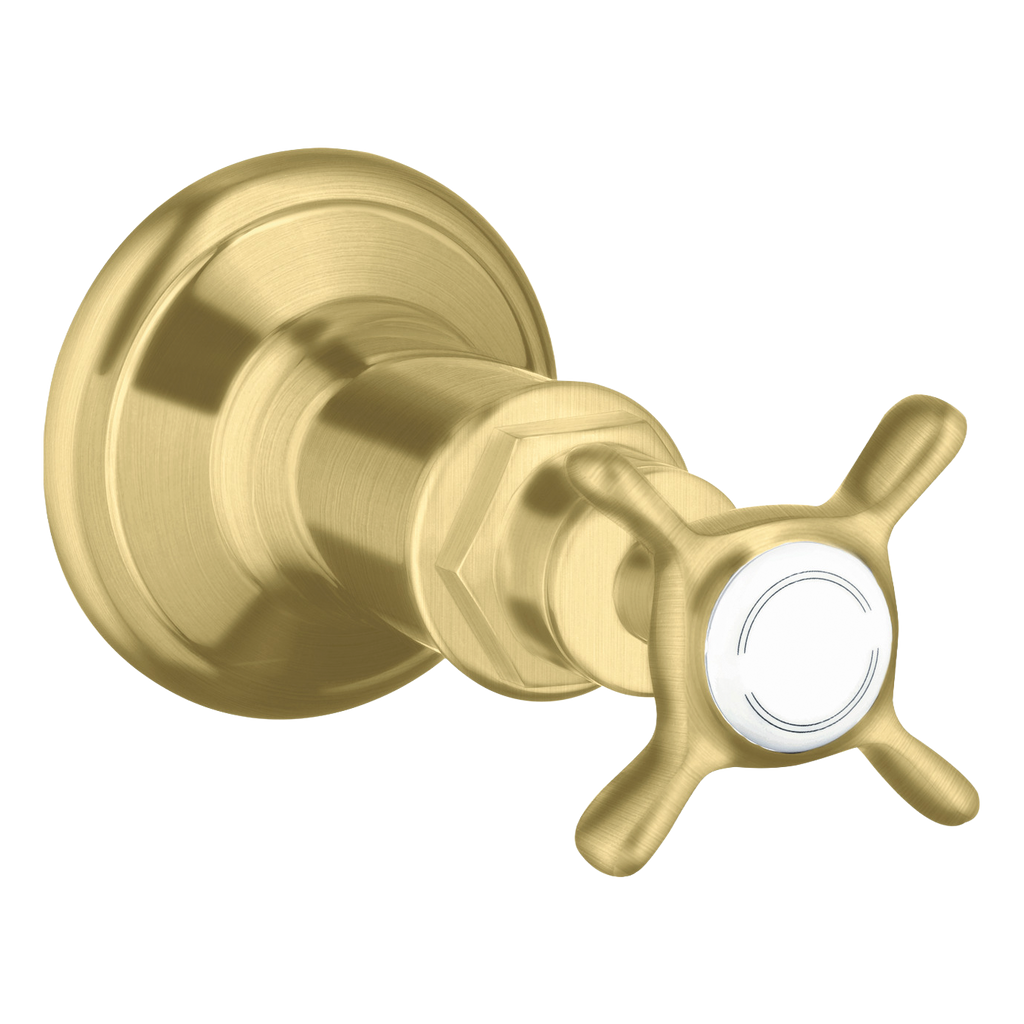 AXOR Montreux Concealed Shut Off Valve with Cross Handle from Brandt in Brushed Brass finish