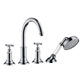 AXOR Montreux 4-Hole Tile-Mounted Bath & Shower Mixer Faucet with Cross Handles from Brandt in Chrome finish
