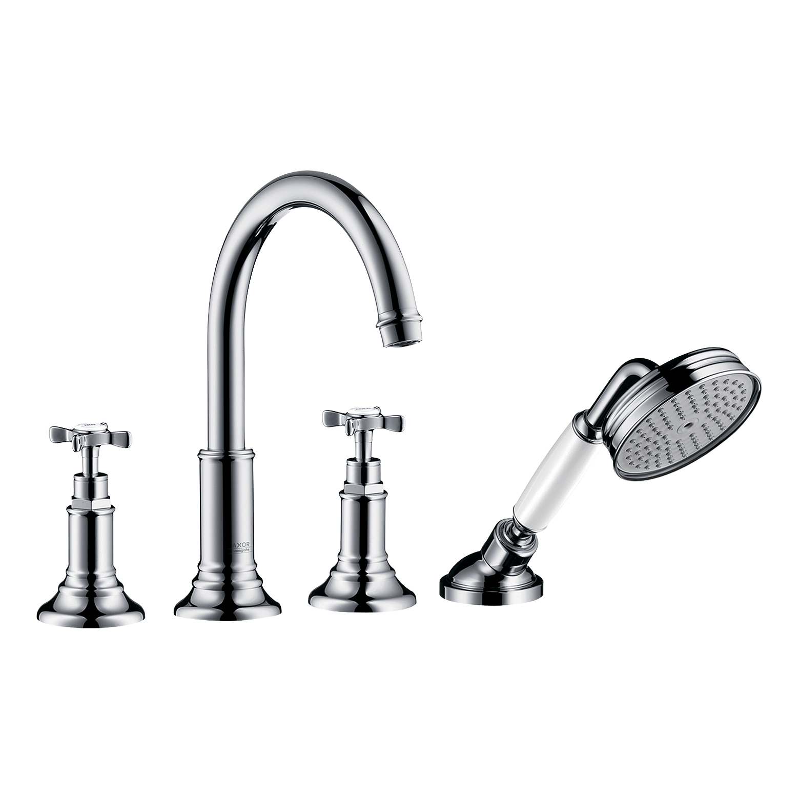 AXOR Montreux 4-Hole Tile-Mounted Bath & Shower Mixer Faucet with Cross Handles from Brandt in Brushed Bronze finish