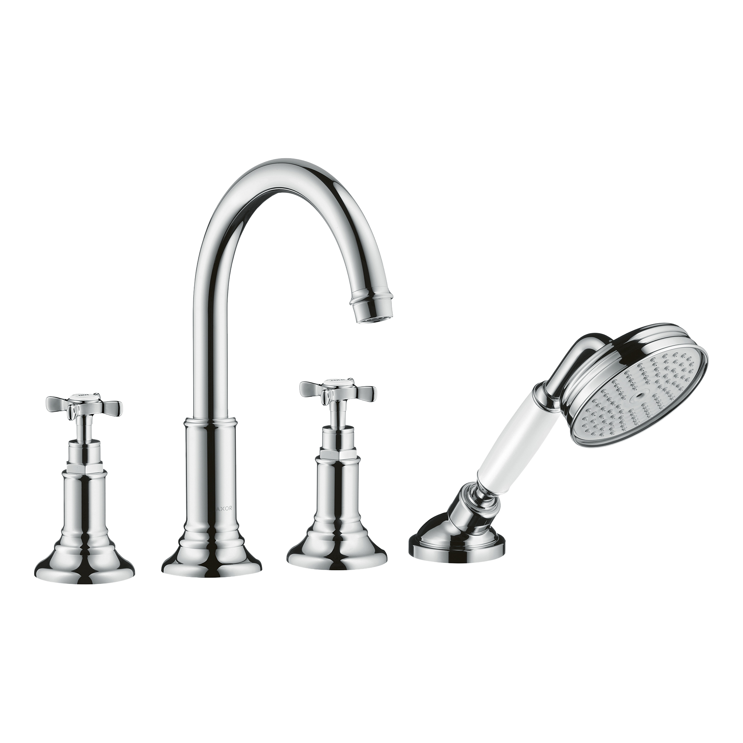 AXOR Montreux 4-Hole Rim-Mounted Bath & Shower Mixer Faucet with Cross Handles from Brandt in Chrome finish