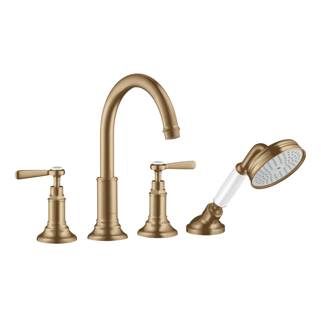 AXOR Montreux 4-Hole Rim-Mounted Bath & Shower Mixer Faucet with Lever Handles from Brandt in Brushed Bronze finish