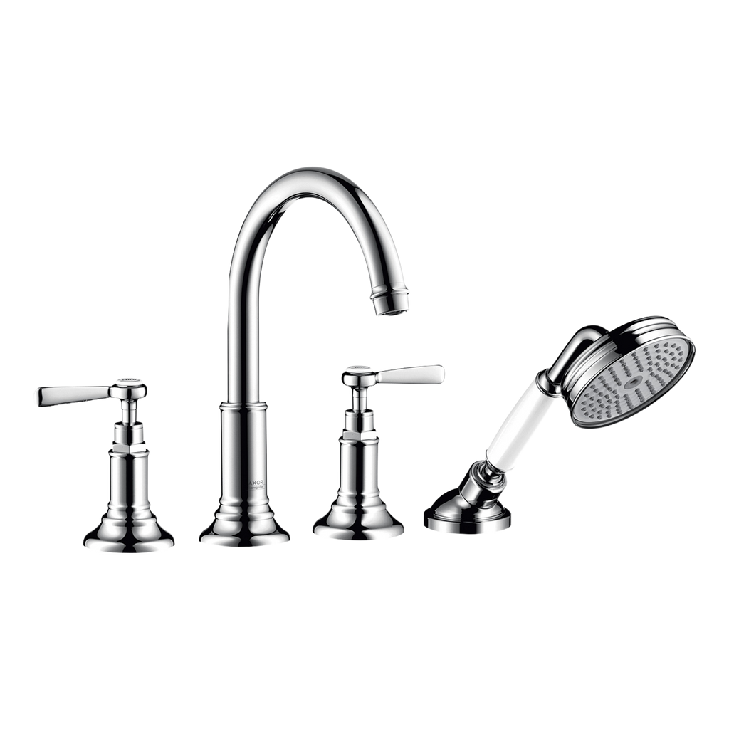 AXOR Montreux 4-Hole Tile-Mounted Bath & Shower Mixer Faucet with Lever Handles from Brandt in Chrome finish
