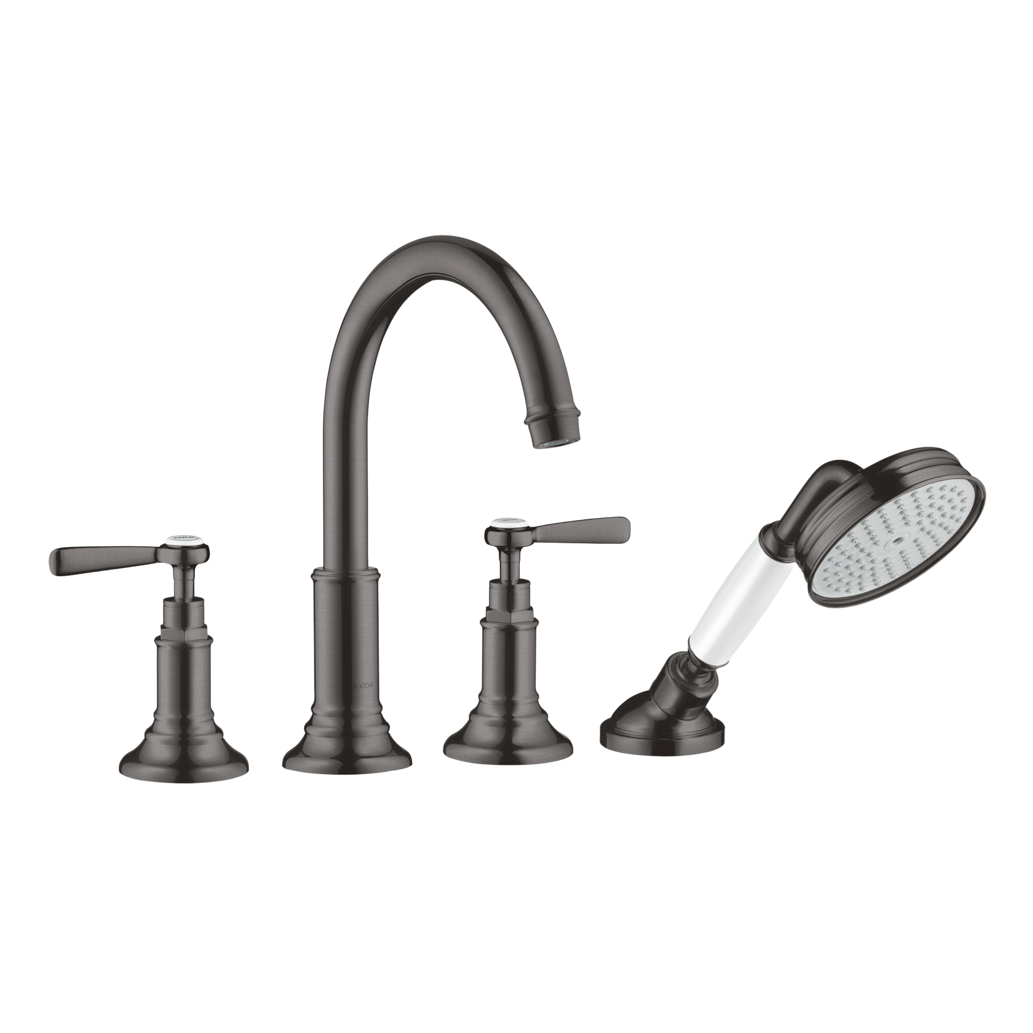 AXOR Montreux 4-Hole Tile-Mounted Bath & Shower Mixer Faucet with Lever Handles from Brandt in Brushed Black Chrome finish