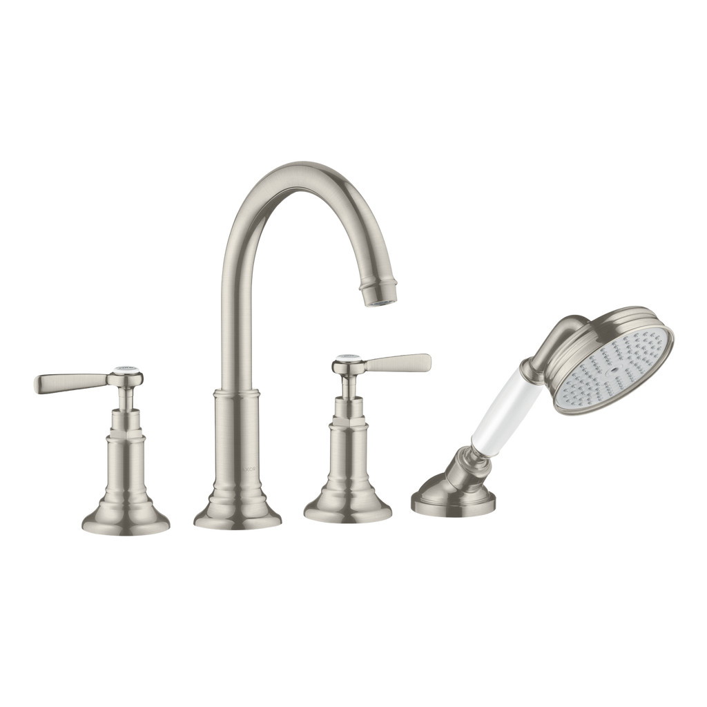 AXOR Montreux 4-Hole Tile-Mounted Bath & Shower Mixer Faucet with Lever Handles from Brandt in Stainless Steel Optic finish