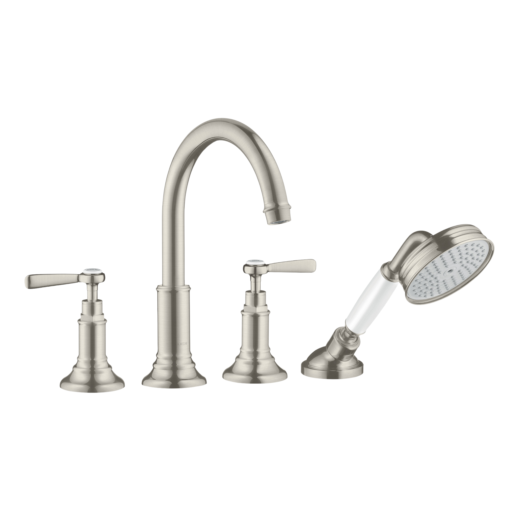 AXOR Montreux 4-Hole Tile-Mounted Bath & Shower Mixer Faucet with Lever Handles from Brandt in Stainless Steel Optic finish