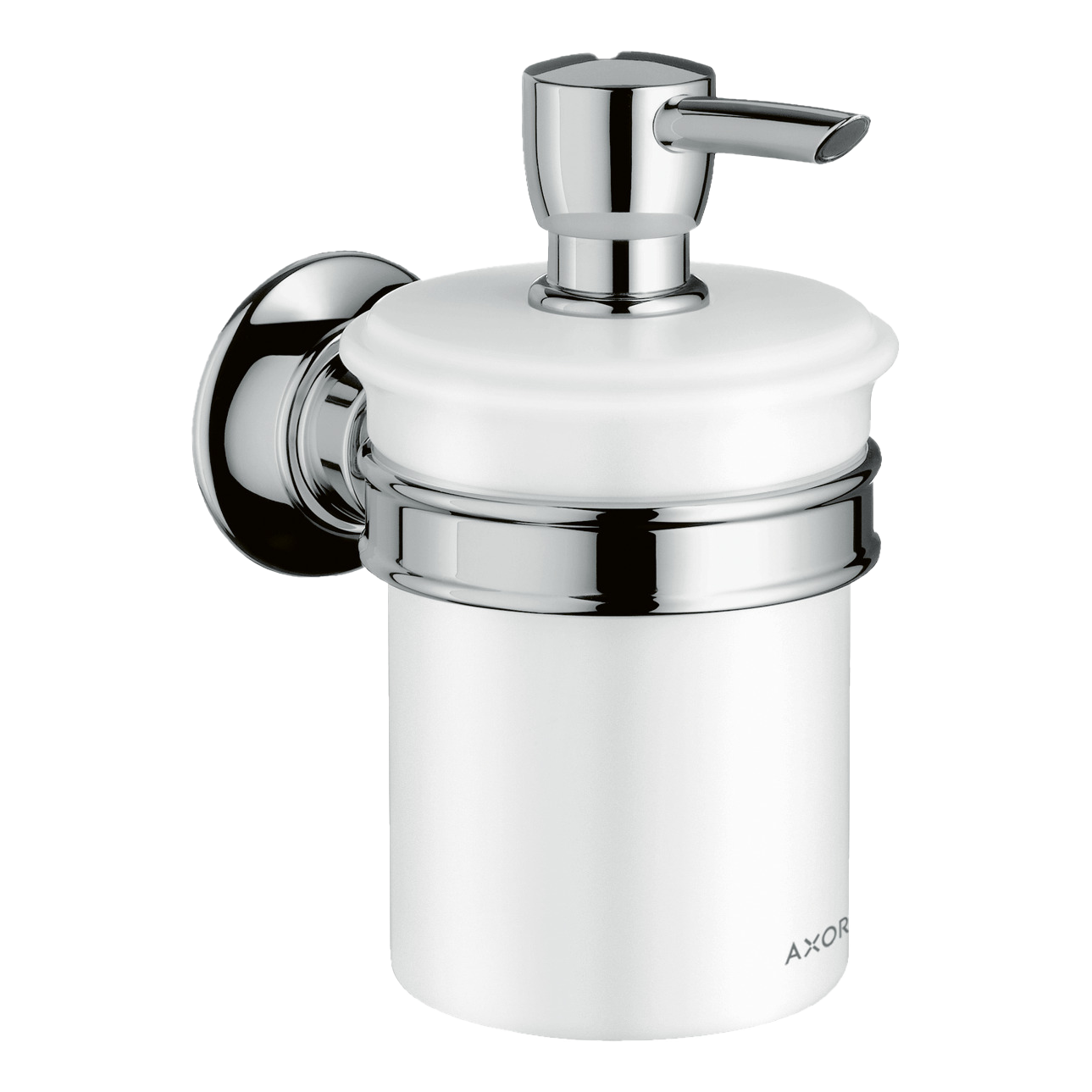 AXOR Montreux Wall-Mounted Liquid Soap Dispenser from Brandt in Chrome finish