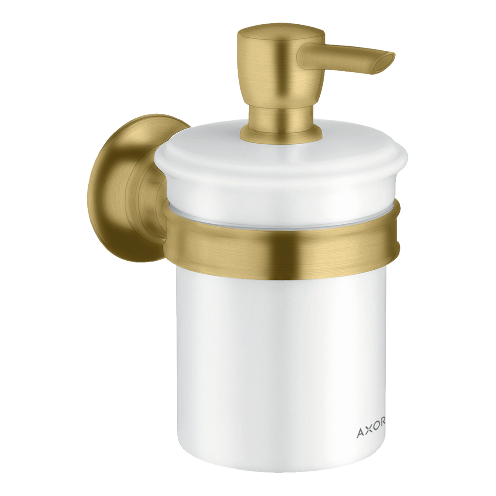 AXOR Montreux Wall-Mounted Liquid Soap Dispenser from Brandt in Brushed Gold Optic finish