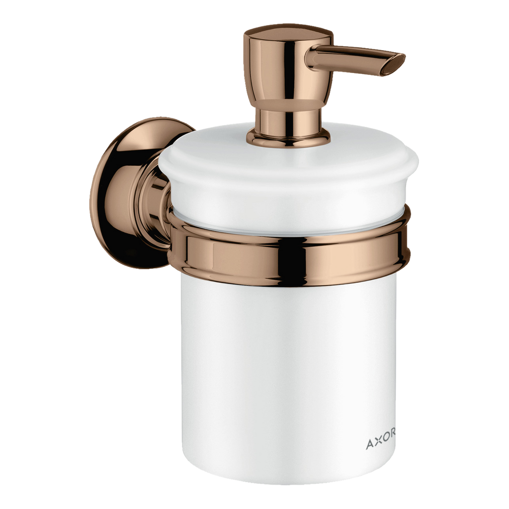 AXOR Montreux Wall-Mounted Liquid Soap Dispenser from Brandt in Polished Red Gold finish