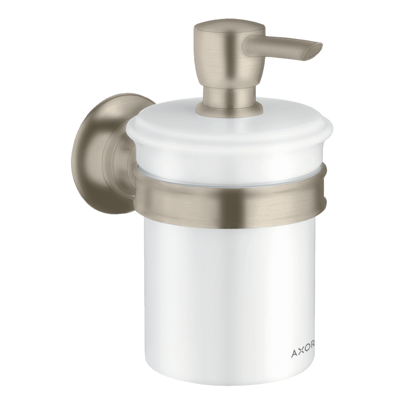AXOR Montreux Wall-Mounted Liquid Soap Dispenser from Brandt in Brushed Nickel finish