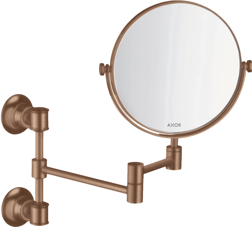 AXOR Montreux Makeup Mirror from Brandt in Brushed Red Gold finish